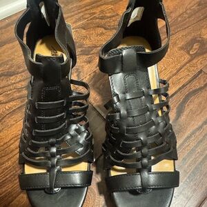 American Eagle Outfitters Black Woven Gladiator Sandals - Women